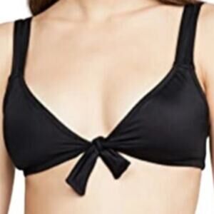 Madewell Bikini Top Second Wave Tie Front Fixed Wide Strap Black Large NWT